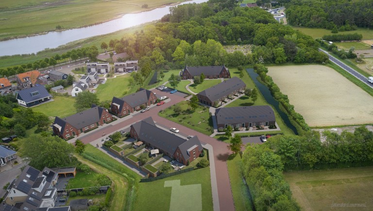 Visualisatie (beeld) van de te bouwen woningen in het verlengde van de Schipper Boonstraat in De Cocksdorp