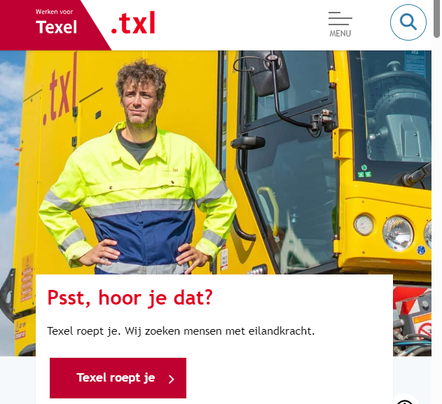 Afbeelding van website werken voor Texel